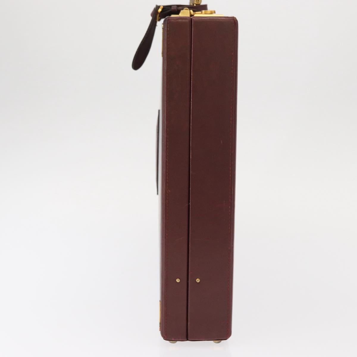 CARTIER Must Line Attache Case Leather Bordeaux Gold Auth bs31413