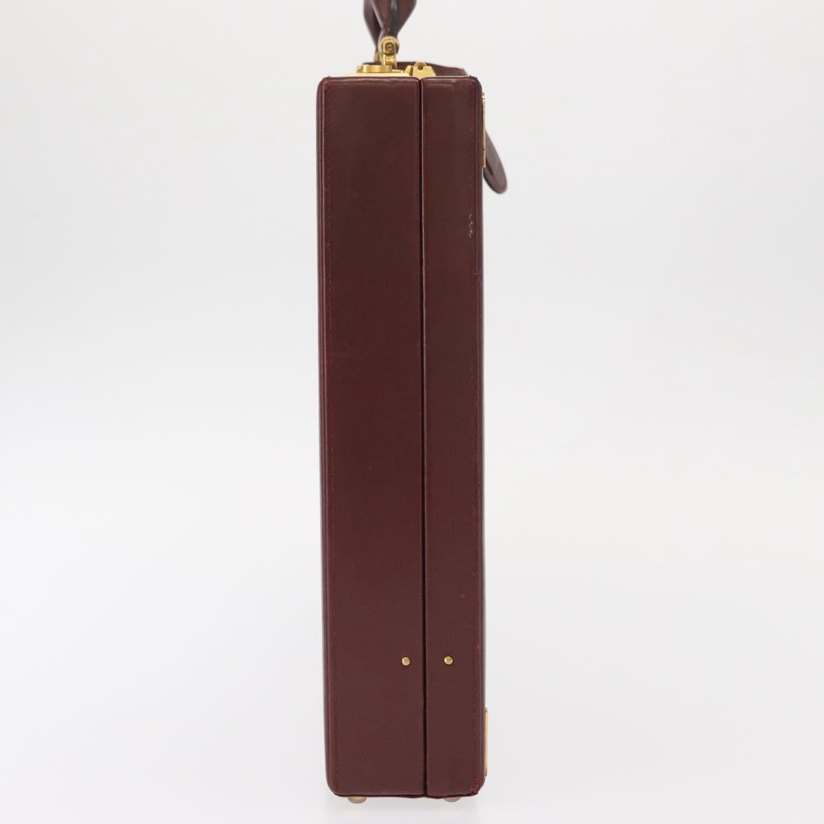 CARTIER Must Line Attache Case Leather Bordeaux Gold Auth bs31413