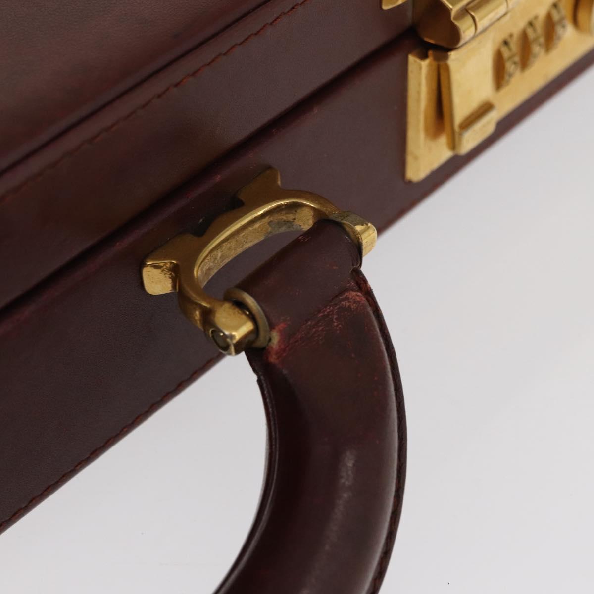 CARTIER Must Line Attache Case Leather Bordeaux Gold Auth bs31413