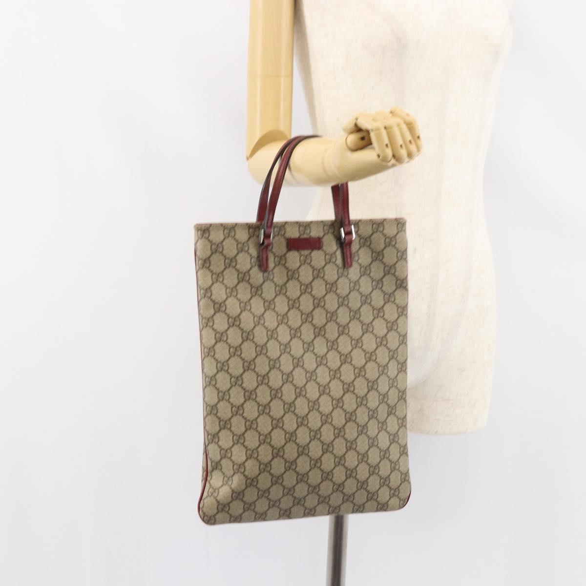 GUCCI GG Supreme Hand Bag PVC Beige Silver 117551 Auth bs31414