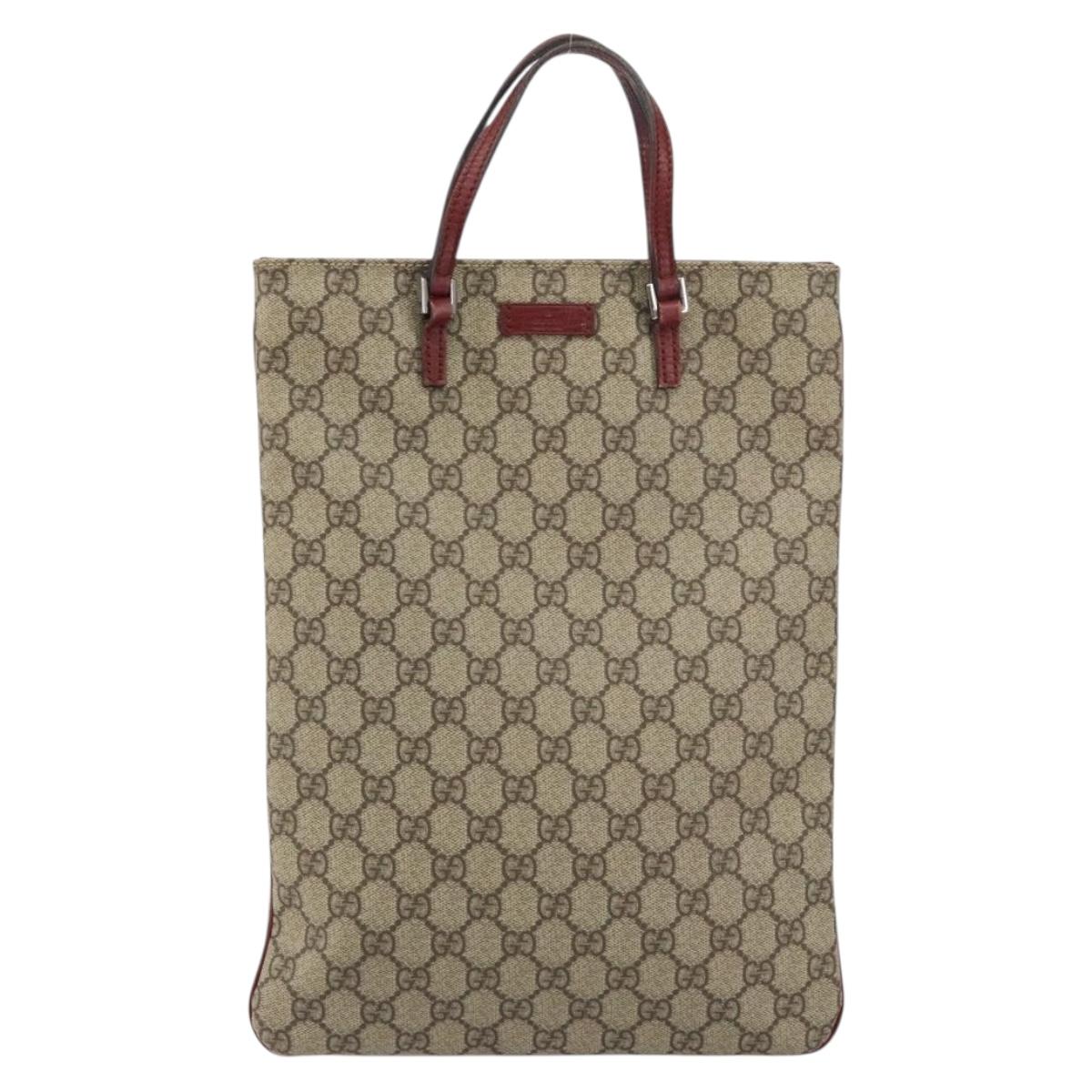 GUCCI GG Supreme Hand Bag PVC Beige Silver 117551 Auth bs31414