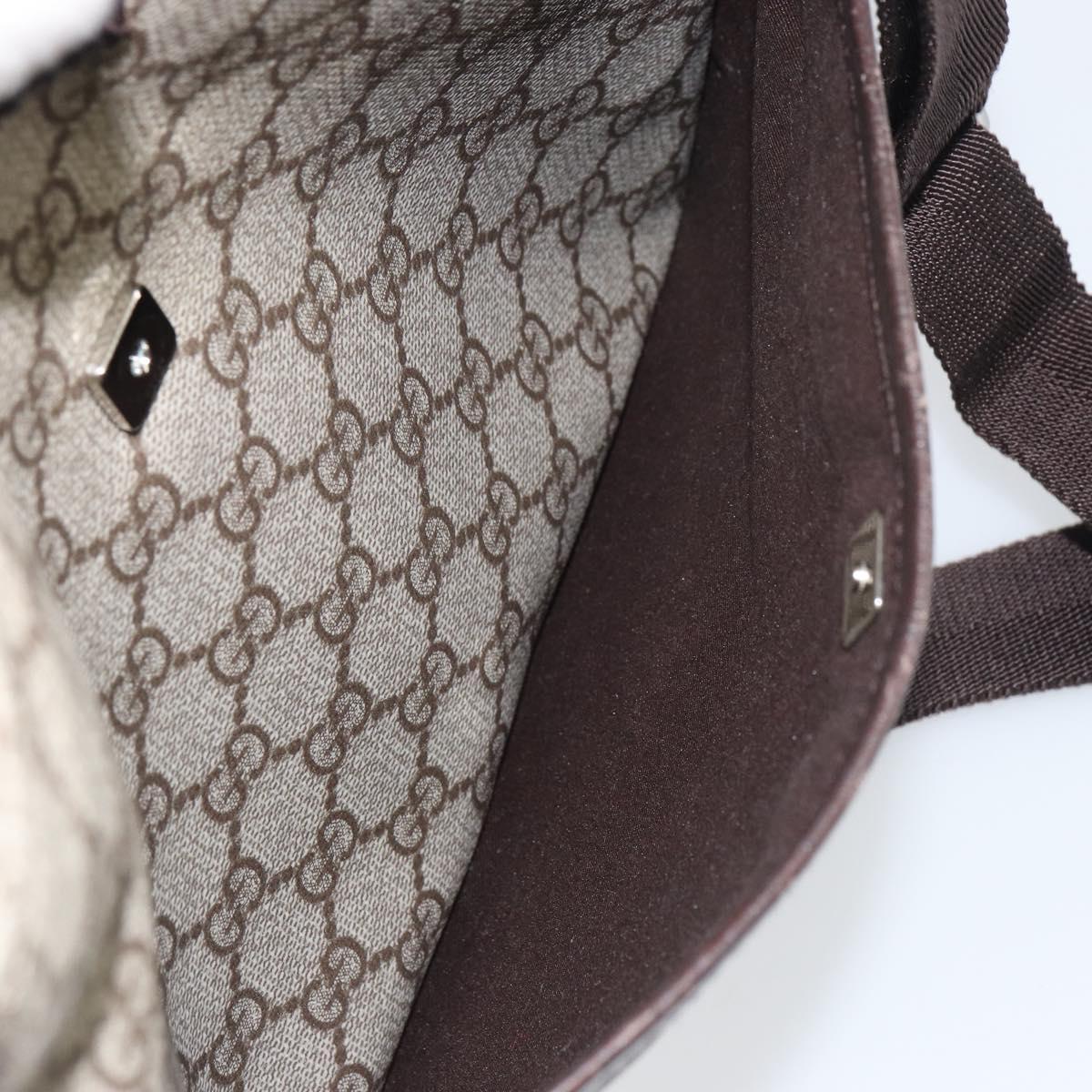 GUCCI GG Supreme Shoulder Bag PVC Beige Silver 141626 Auth bs31415