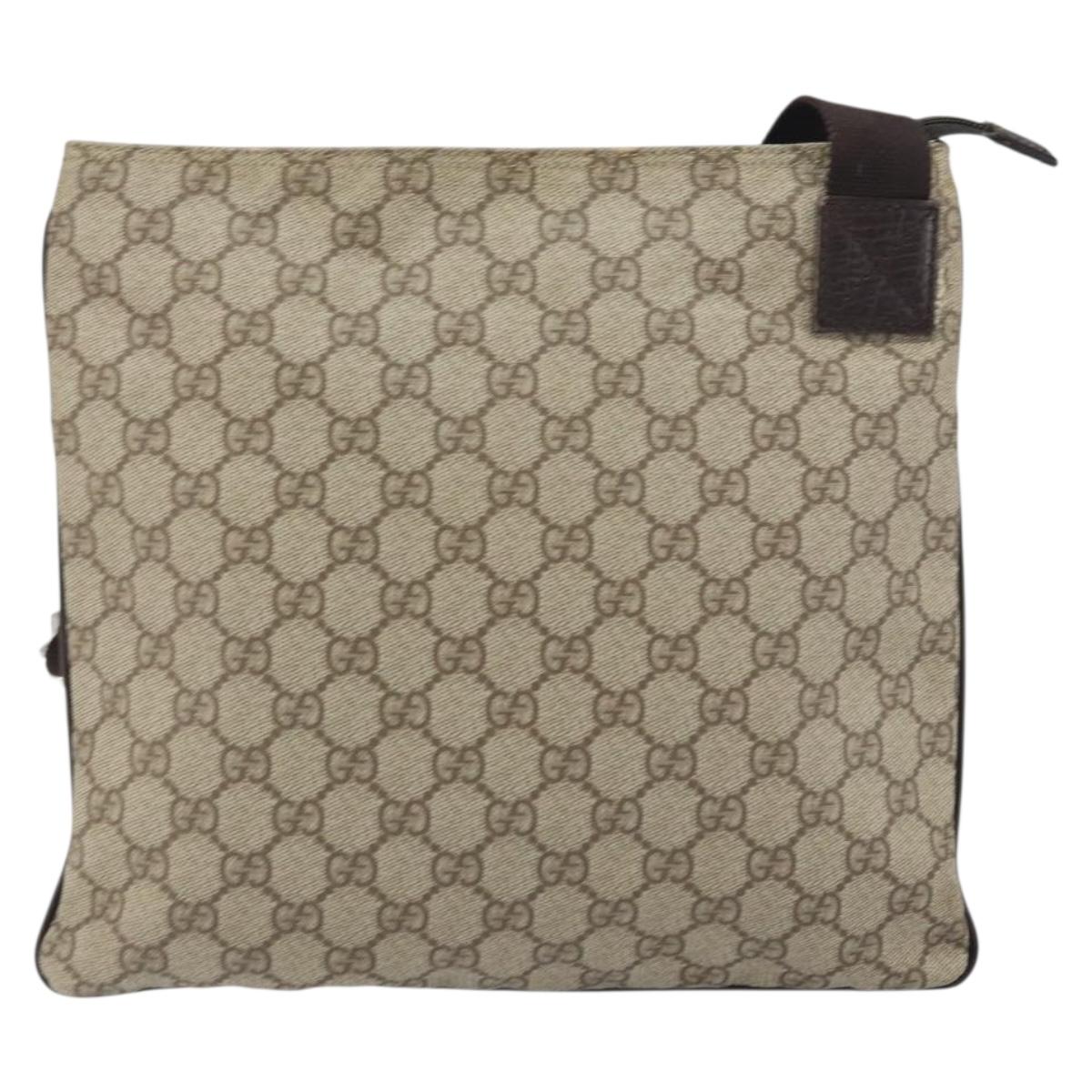 GUCCI GG Supreme Shoulder Bag PVC Beige Silver 141626 Auth bs31415