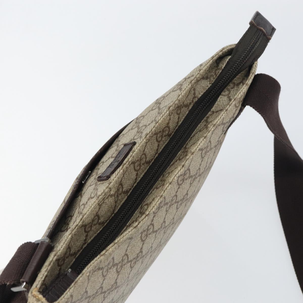 GUCCI GG Supreme Shoulder Bag PVC Beige Silver 141626 Auth bs31415