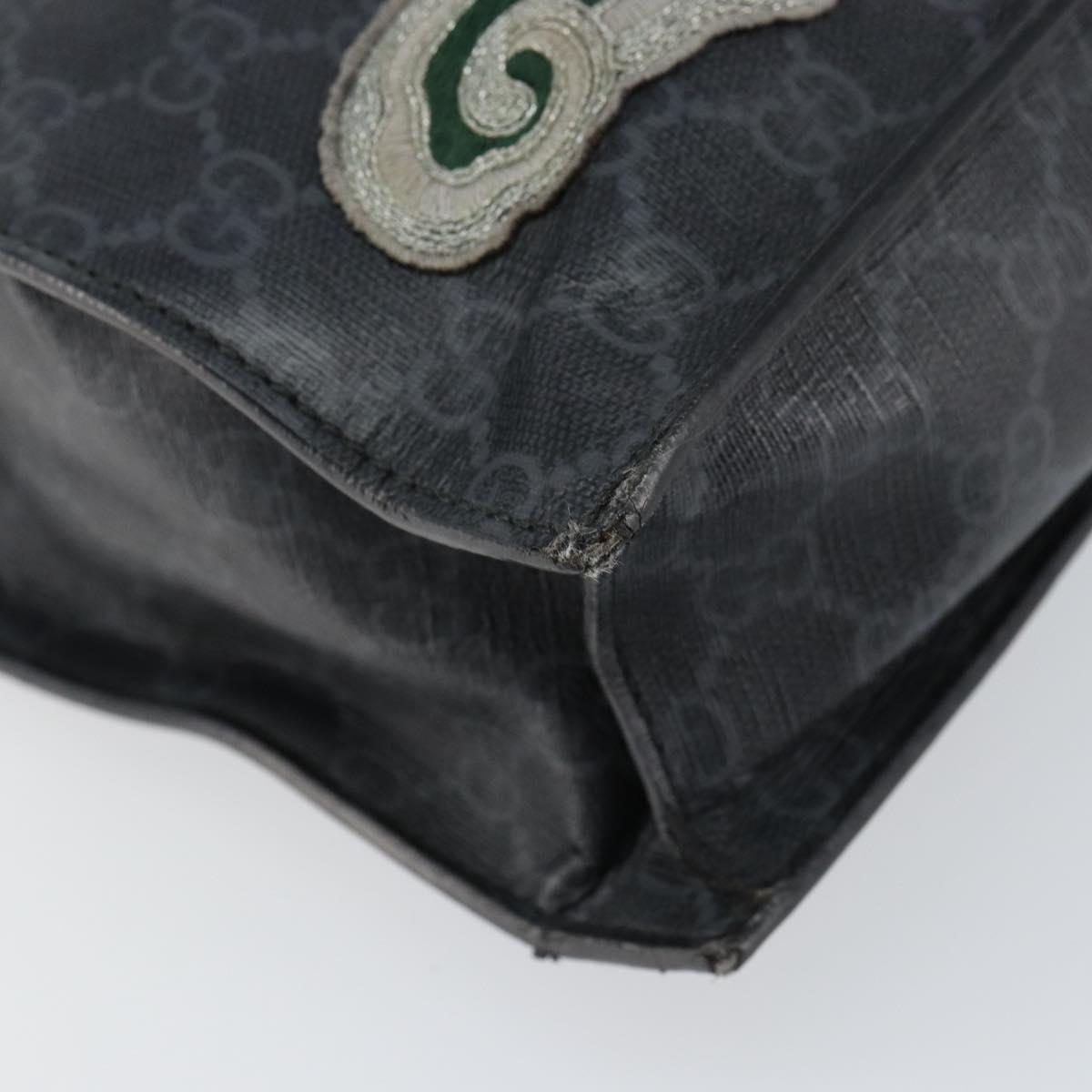 GUCCI GG Supreme Courier Tote Bag PVC Black Silver 495559 Auth bs31418