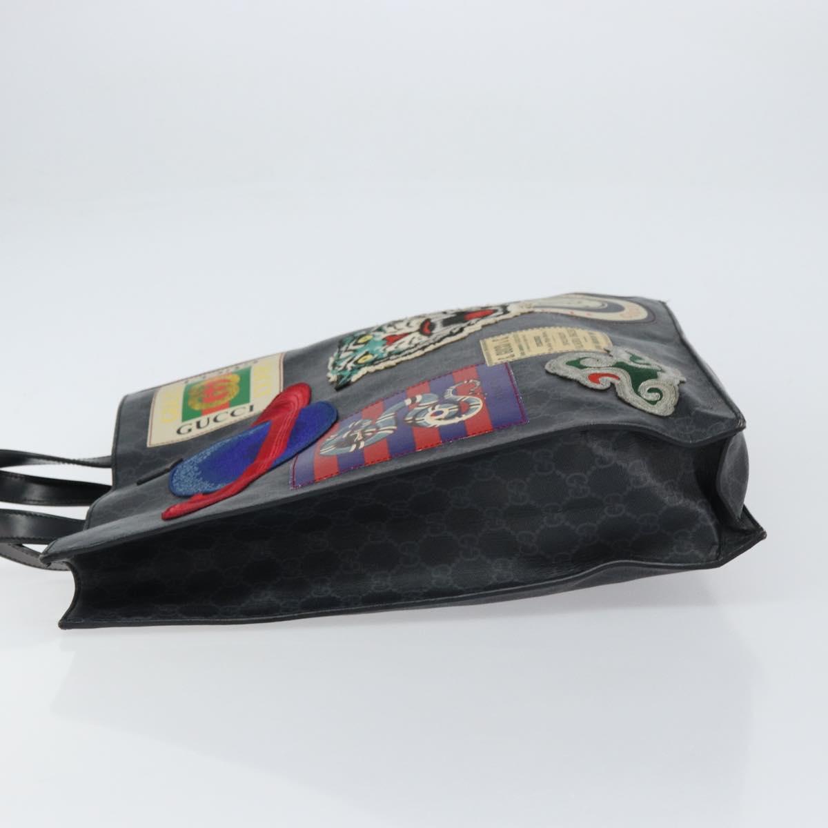 GUCCI GG Supreme Courier Tote Bag PVC Black Silver 495559 Auth bs31418