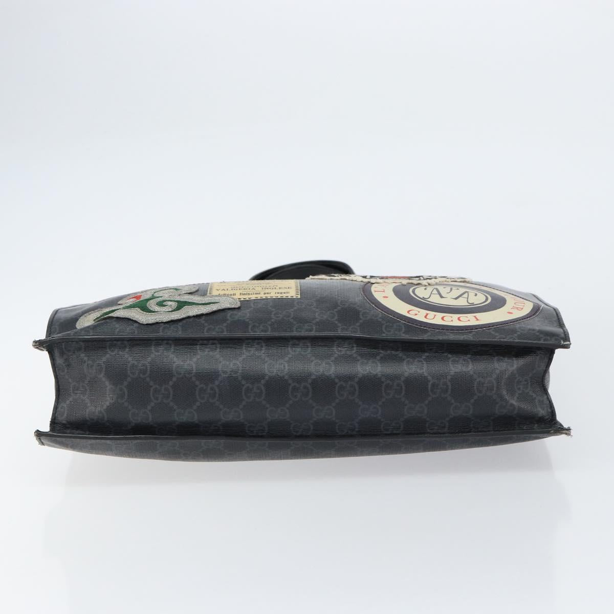 GUCCI GG Supreme Courier Tote Bag PVC Black Silver 495559 Auth bs31418