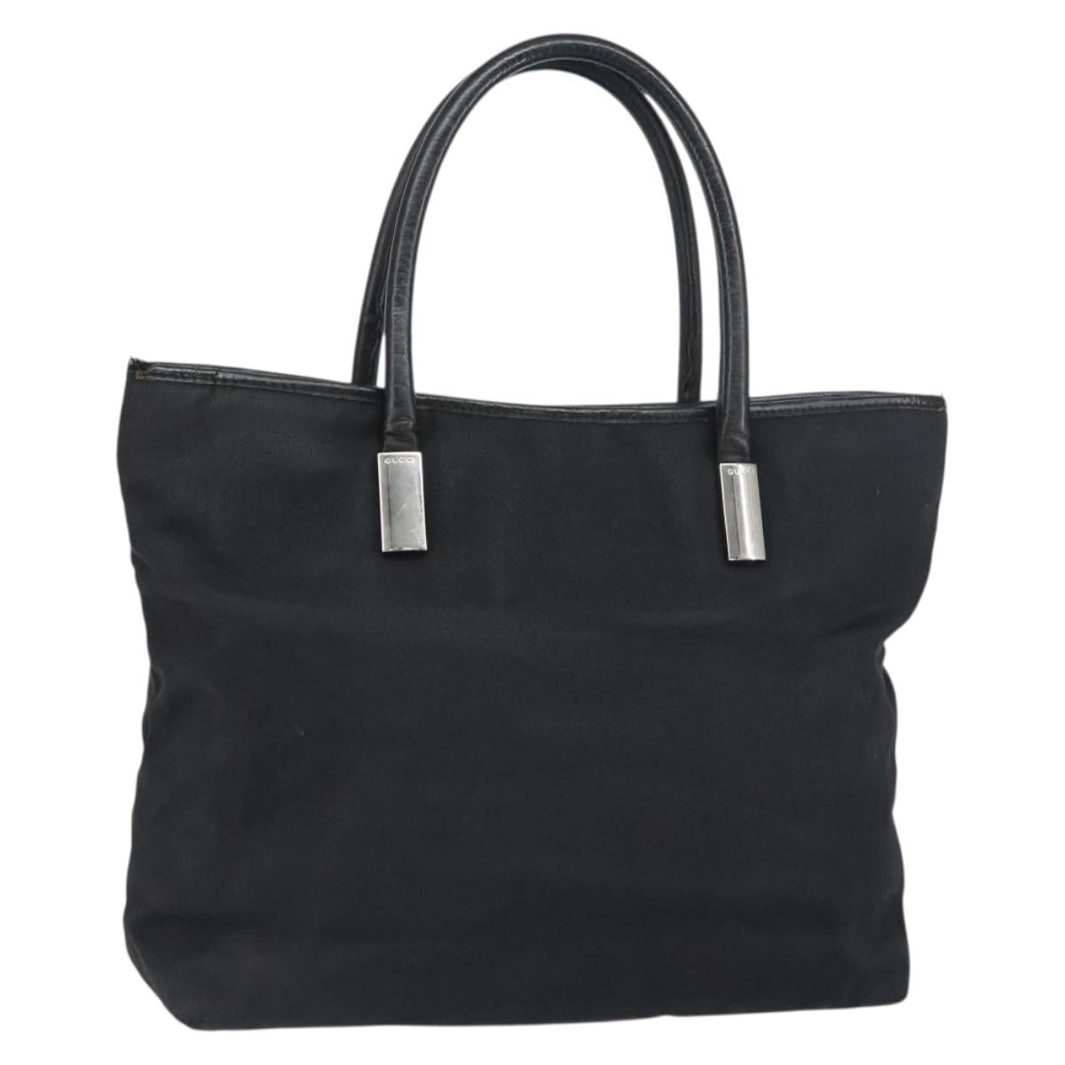 GUCCI Hand Bag Nylon Black Silver 002 2123 0457 Auth bs31419