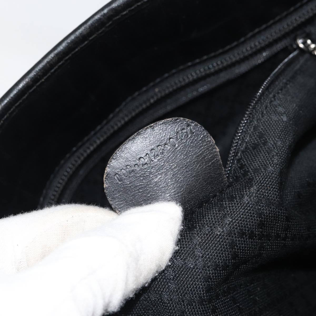 GUCCI Hand Bag Nylon Black Silver 002 2123 0457 Auth bs31419