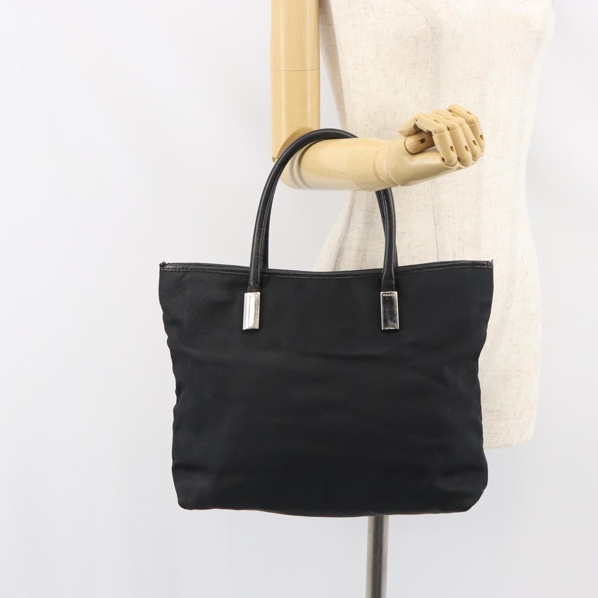 GUCCI Hand Bag Nylon Black Silver 002 2123 0457 Auth bs31419