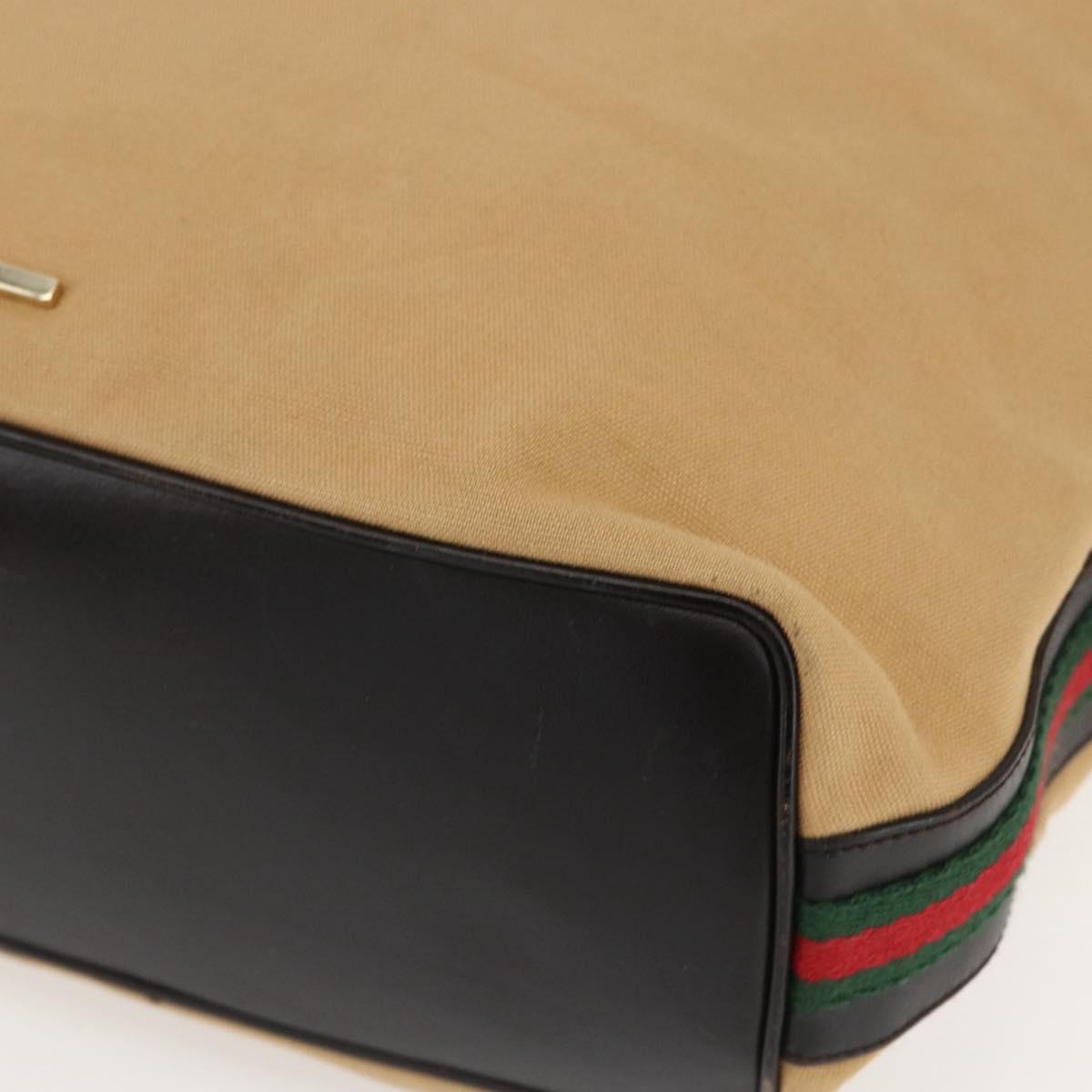 GUCCI GG Canvas Web Sherry Line Bag Beige Brown gold 001 4287 Auth bs31420