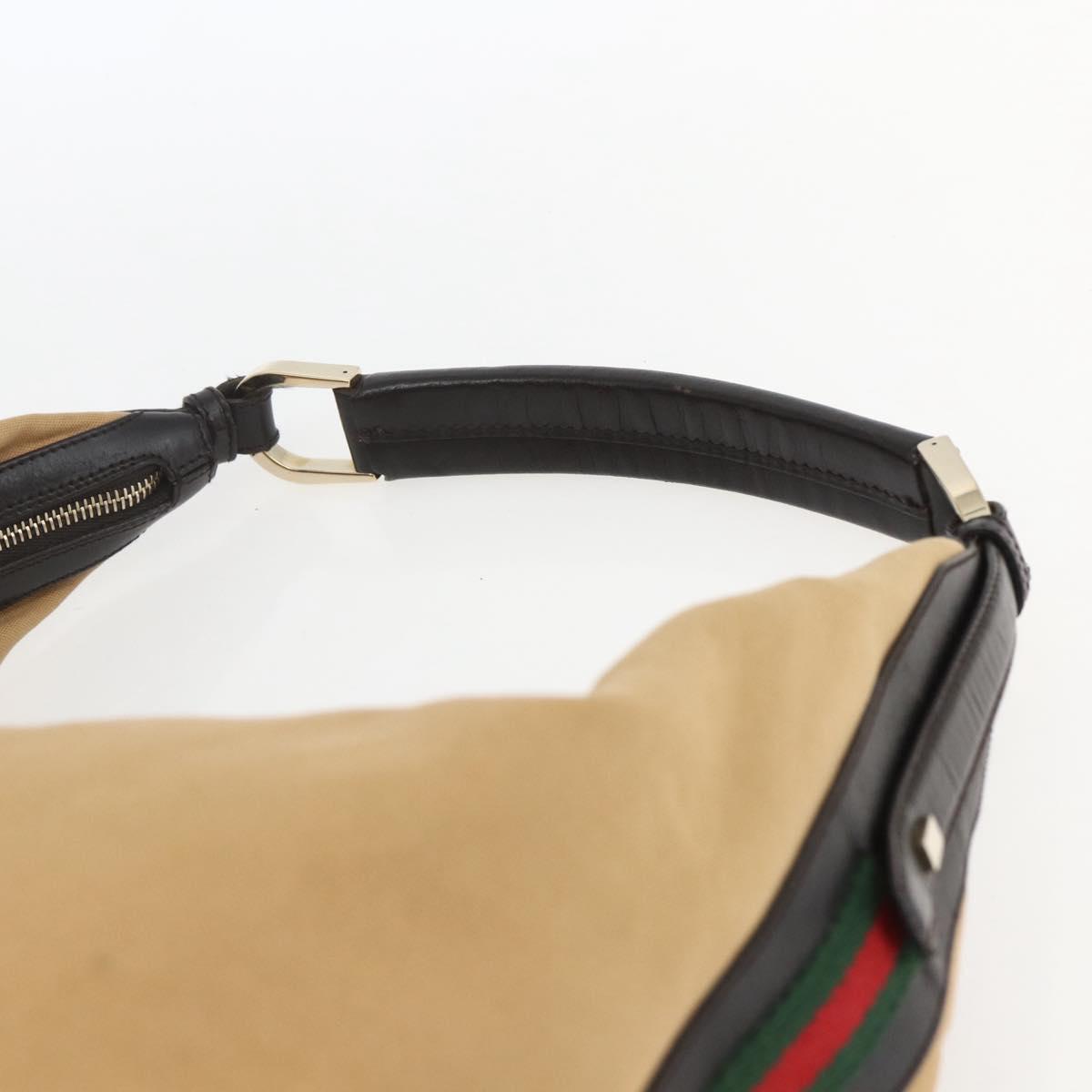GUCCI GG Canvas Web Sherry Line Bag Beige Brown gold 001 4287 Auth bs31420