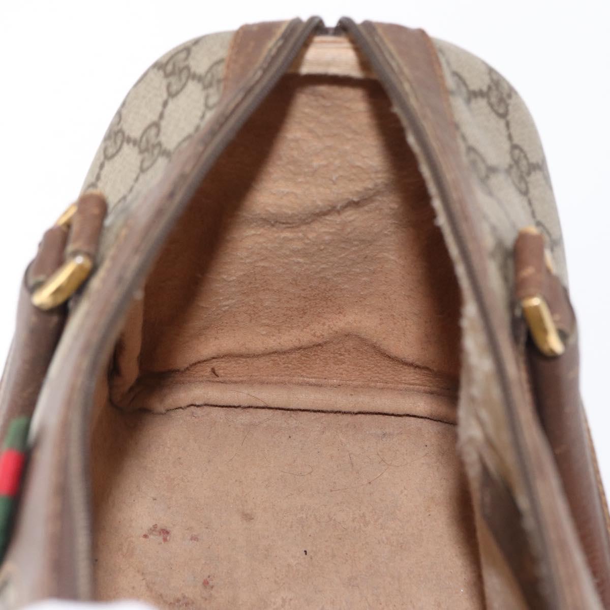 GUCCI GG Supreme Web Sherry Line Bag PVC Beige Gold 40 02 007 Auth bs31422