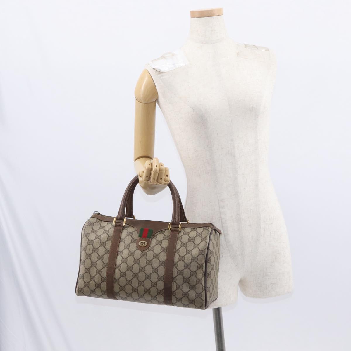 GUCCI GG Supreme Web Sherry Line Bag PVC Beige Gold 40 02 007 Auth bs31422