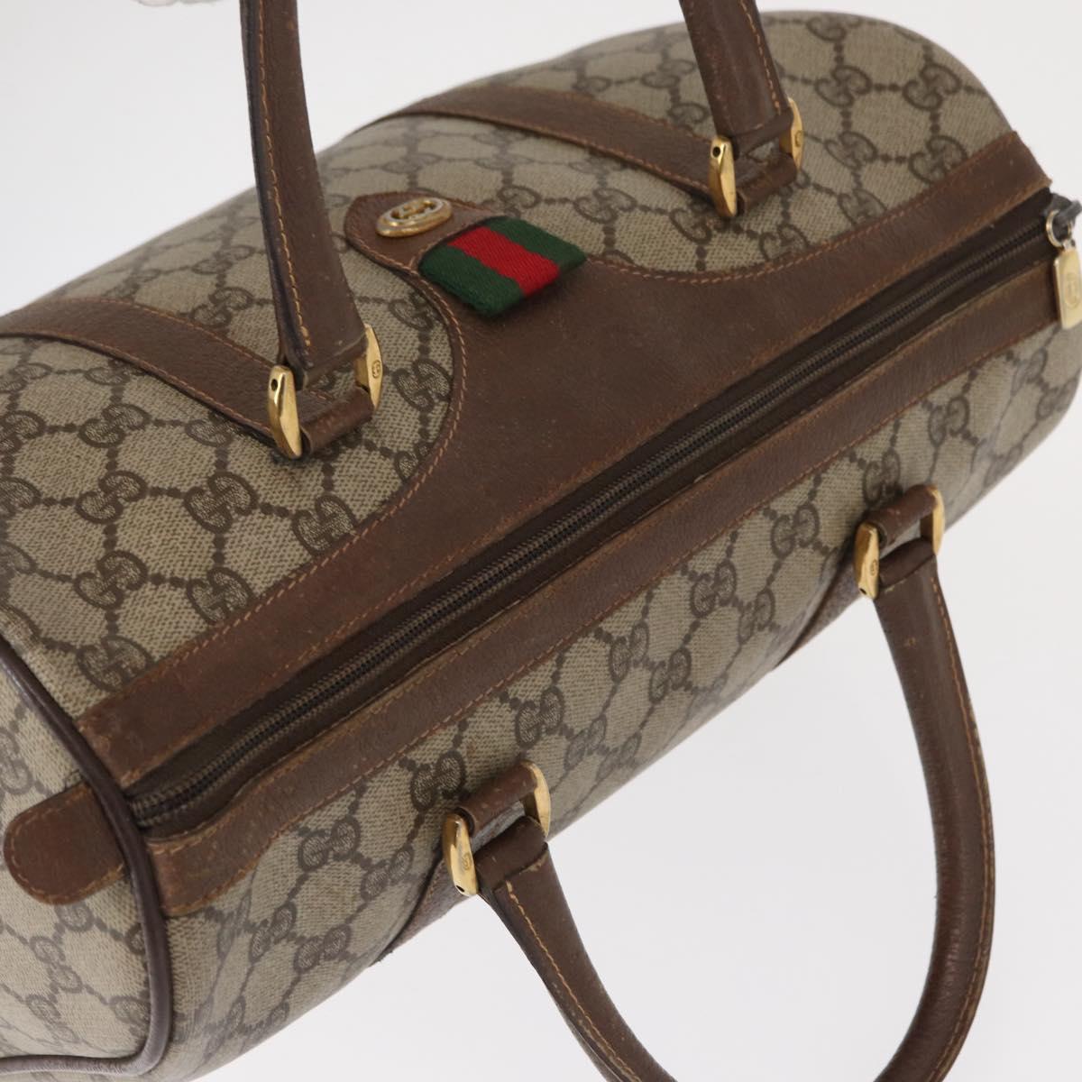 GUCCI GG Supreme Web Sherry Line Bag PVC Beige Gold 40 02 007 Auth bs31422