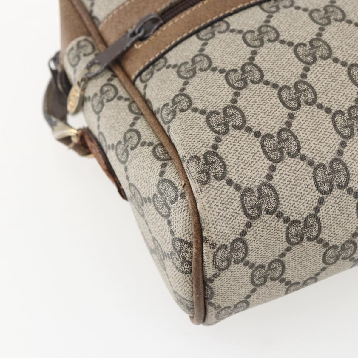 GUCCI GG Supreme Web Sherry Line Shoulder Bag PVC Beige Gold Auth bs31423