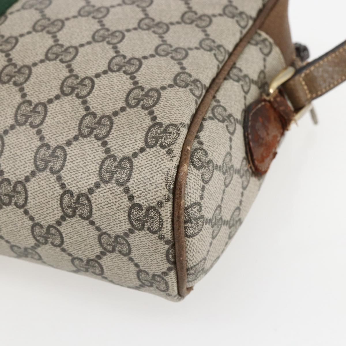 GUCCI GG Supreme Web Sherry Line Shoulder Bag PVC Beige Gold Auth bs31423