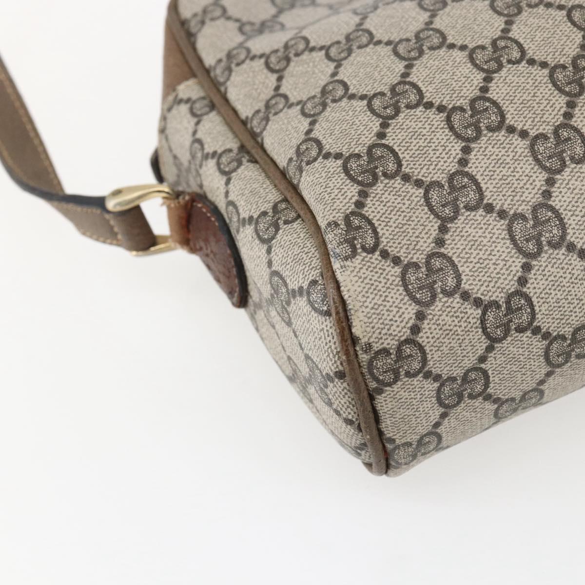 GUCCI GG Supreme Web Sherry Line Shoulder Bag PVC Beige Gold Auth bs31423