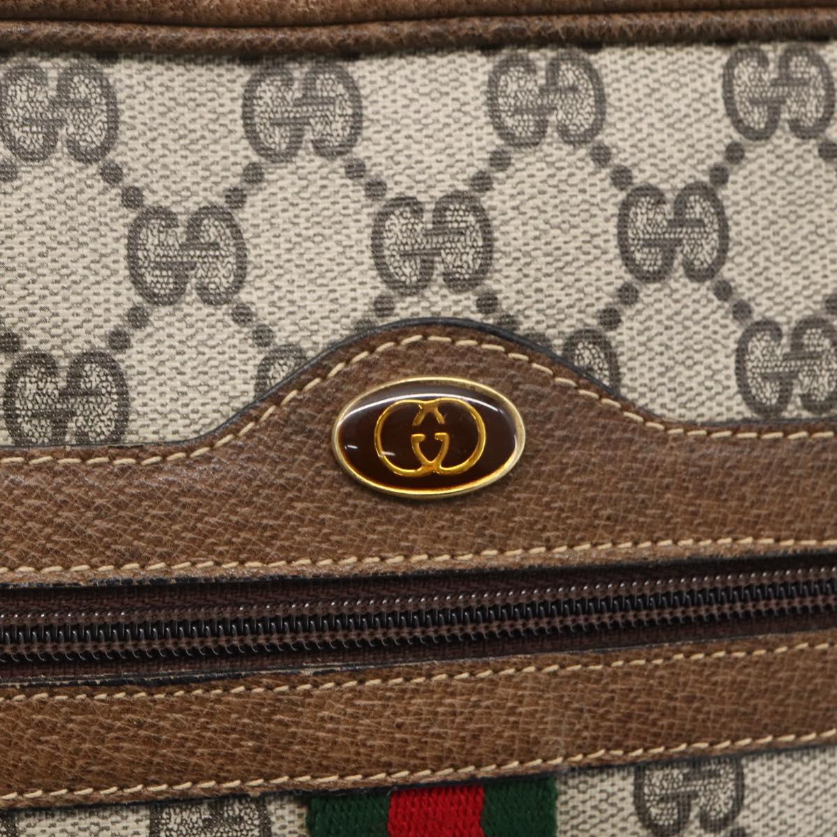 GUCCI GG Supreme Web Sherry Line Shoulder Bag PVC Beige Gold Auth bs31423