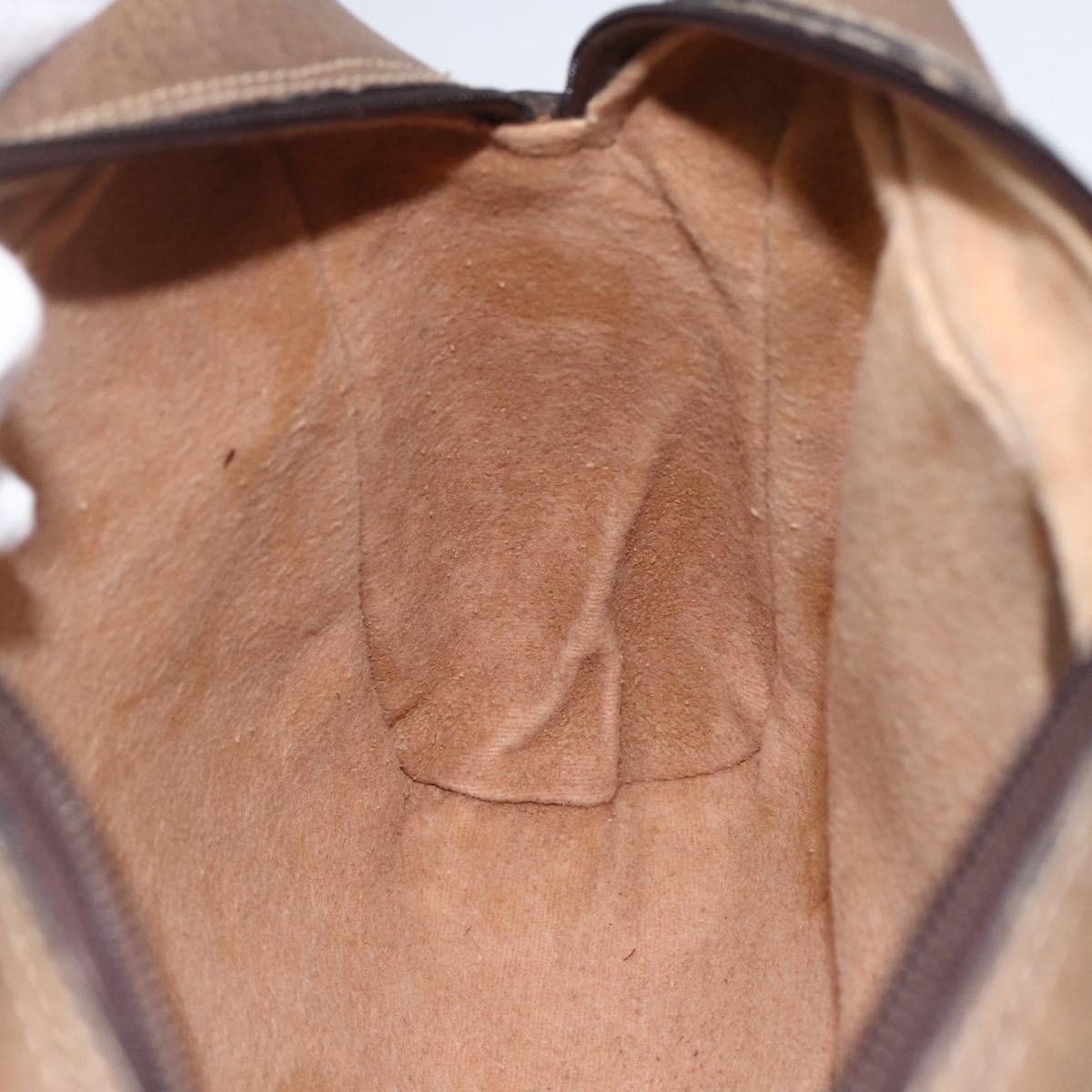 GUCCI GG Supreme Web Sherry Line Shoulder Bag PVC Beige Gold Auth bs31423