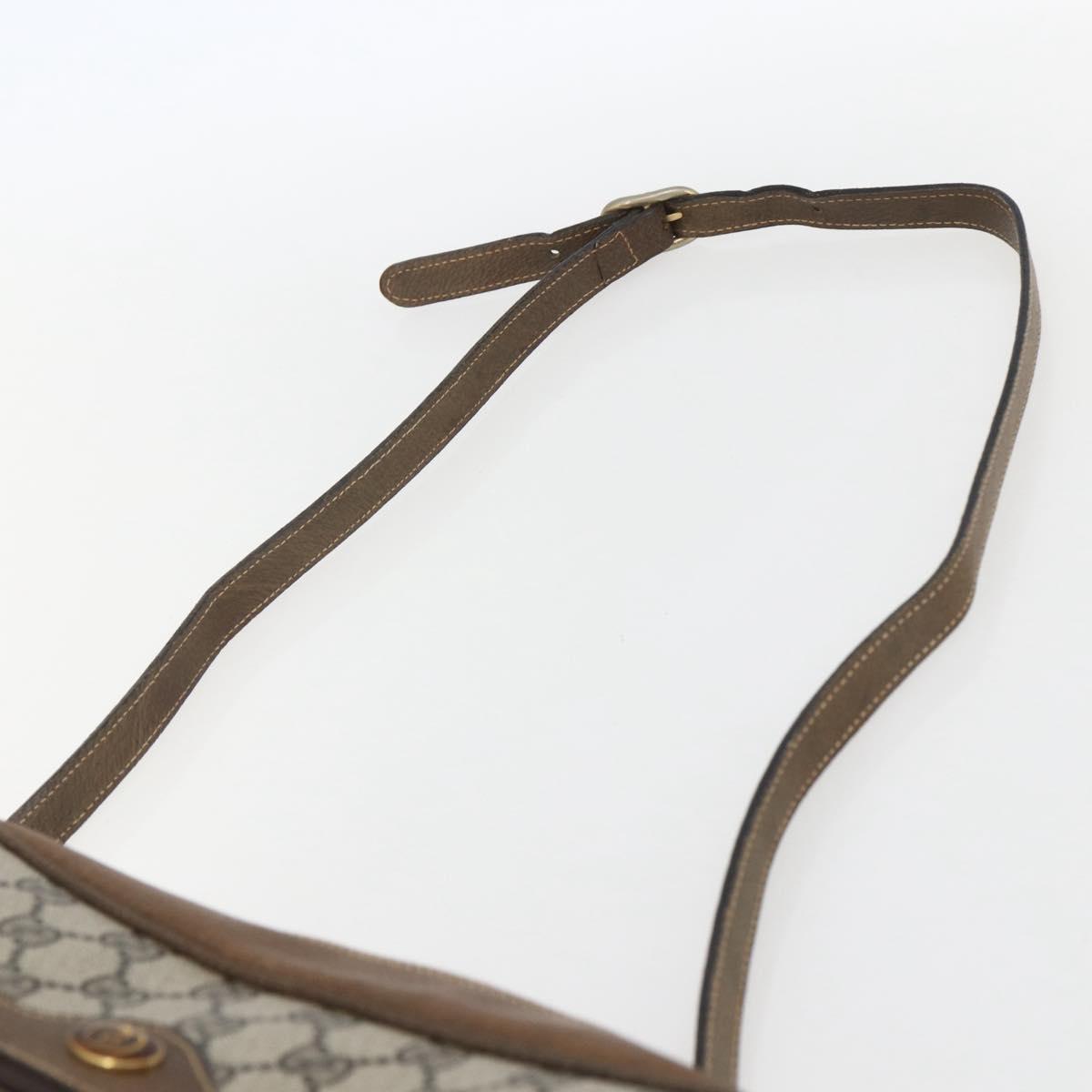 GUCCI GG Supreme Web Sherry Line Shoulder Bag PVC Beige Gold Auth bs31423