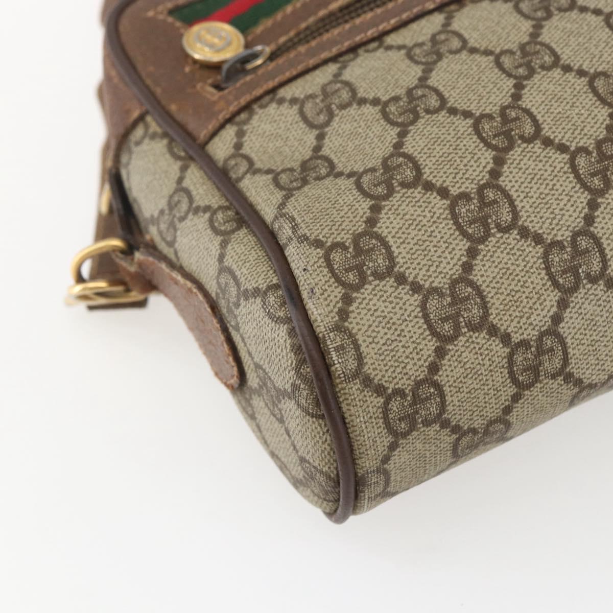 GUCCI GG Supreme Web Sherry Line Bag PVC Beige Gold 001 115 6655 Auth bs31424