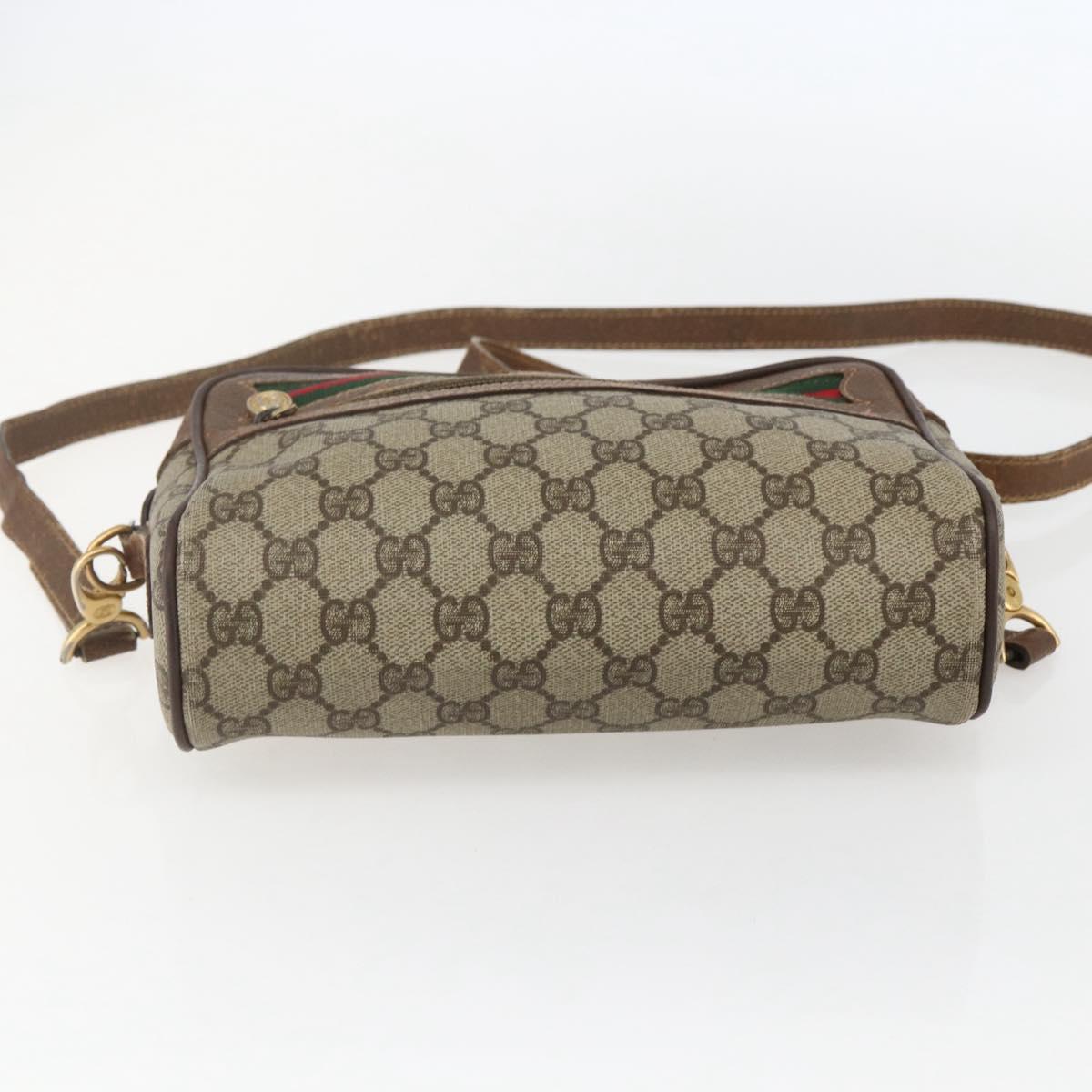 GUCCI GG Supreme Web Sherry Line Bag PVC Beige Gold 001 115 6655 Auth bs31424