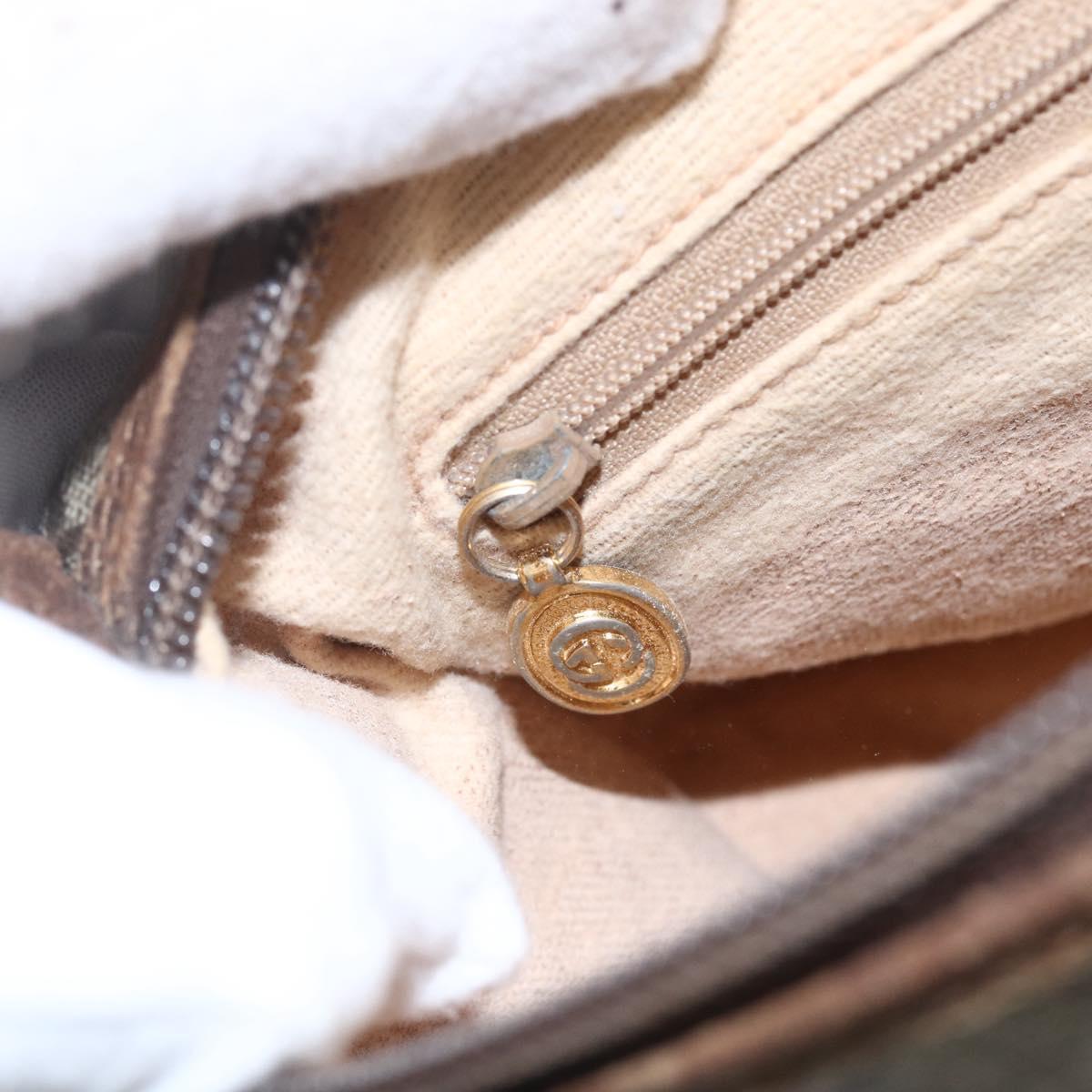 GUCCI GG Supreme Web Sherry Line Bag PVC Beige Gold 001 754 6177 Auth bs31425