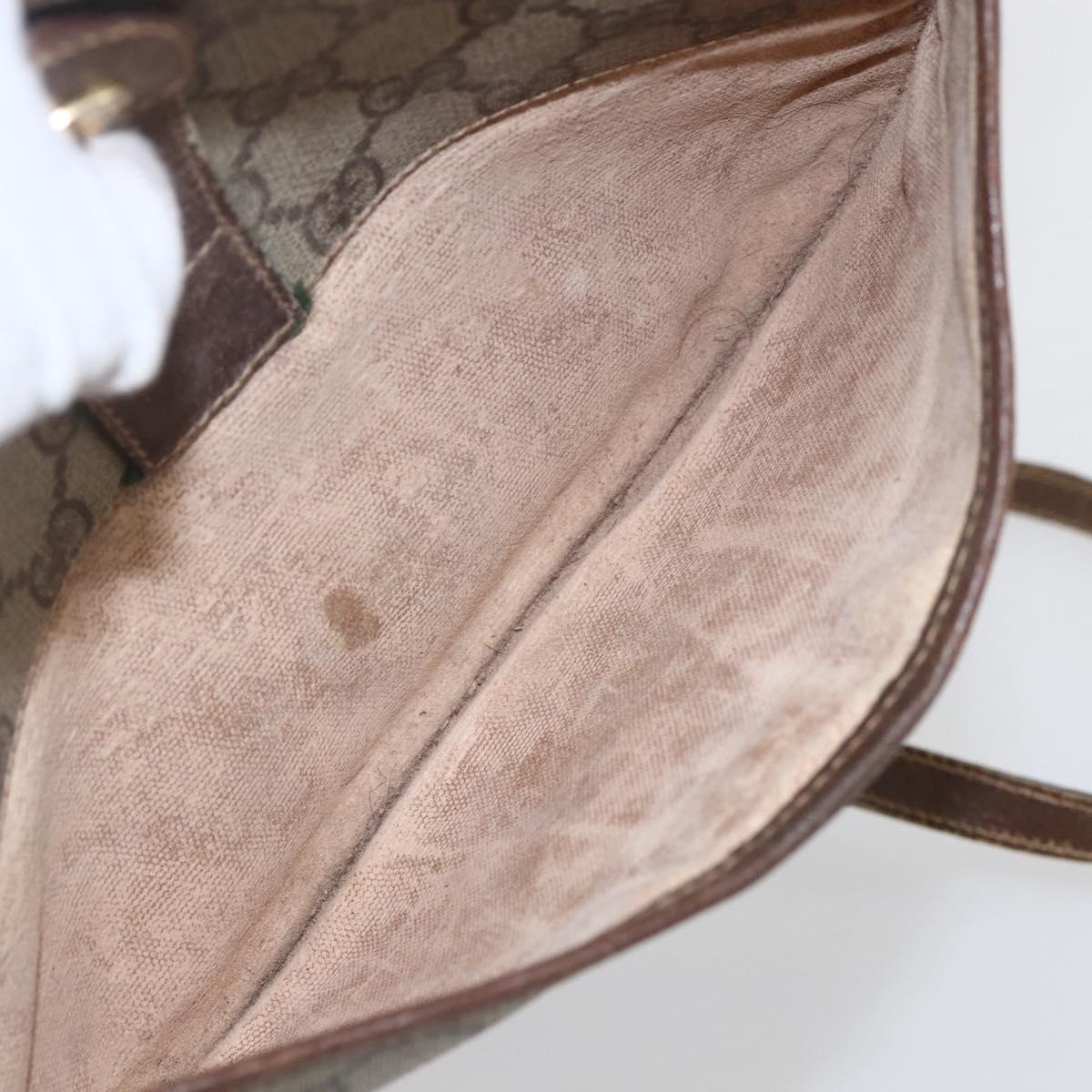 GUCCI GG Supreme Web Sherry Line Bag PVC Beige Gold 001 754 6177 Auth bs31425