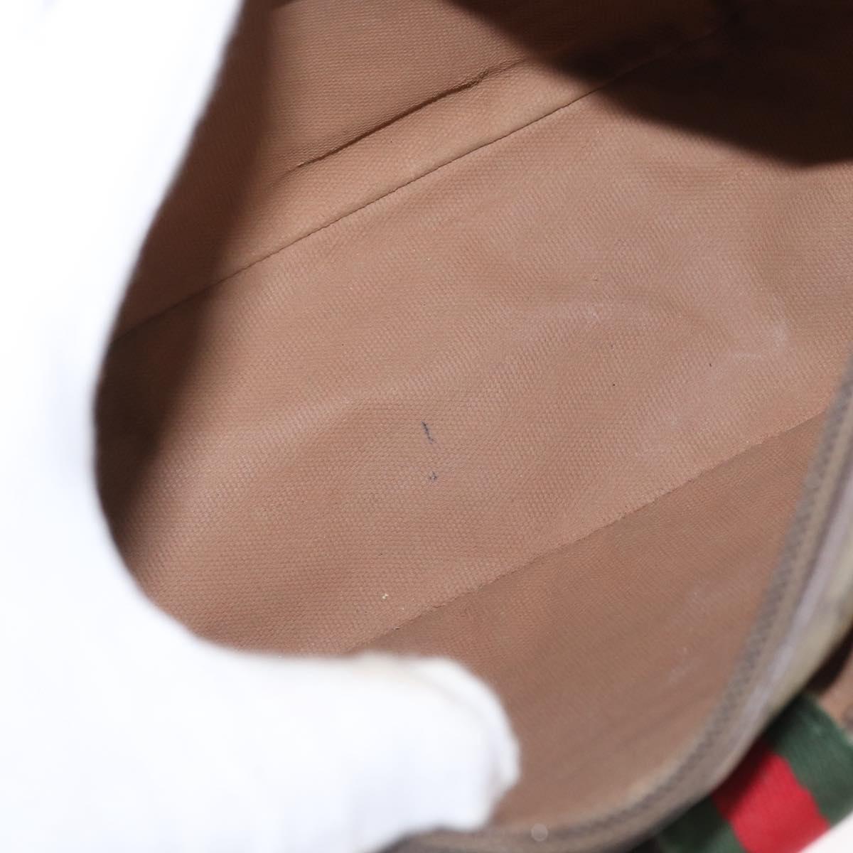 GUCCI GG Supreme Web Sherry Line Bag PVC Beige Gold 001 58 6177 Auth bs31426