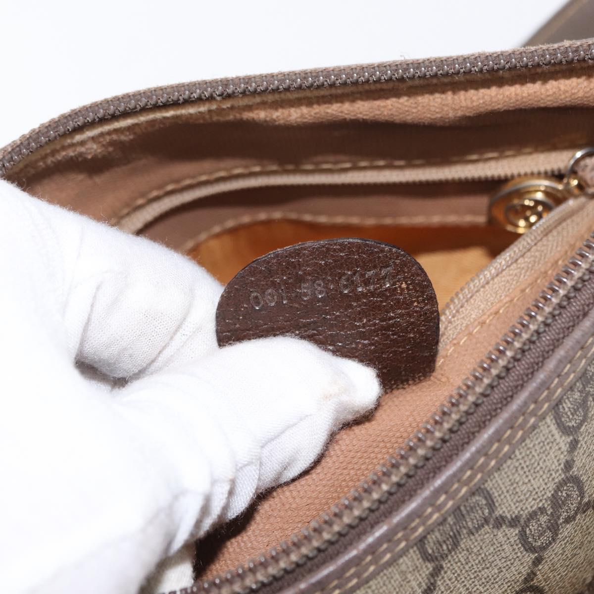 GUCCI GG Supreme Web Sherry Line Bag PVC Beige Gold 001 58 6177 Auth bs31426