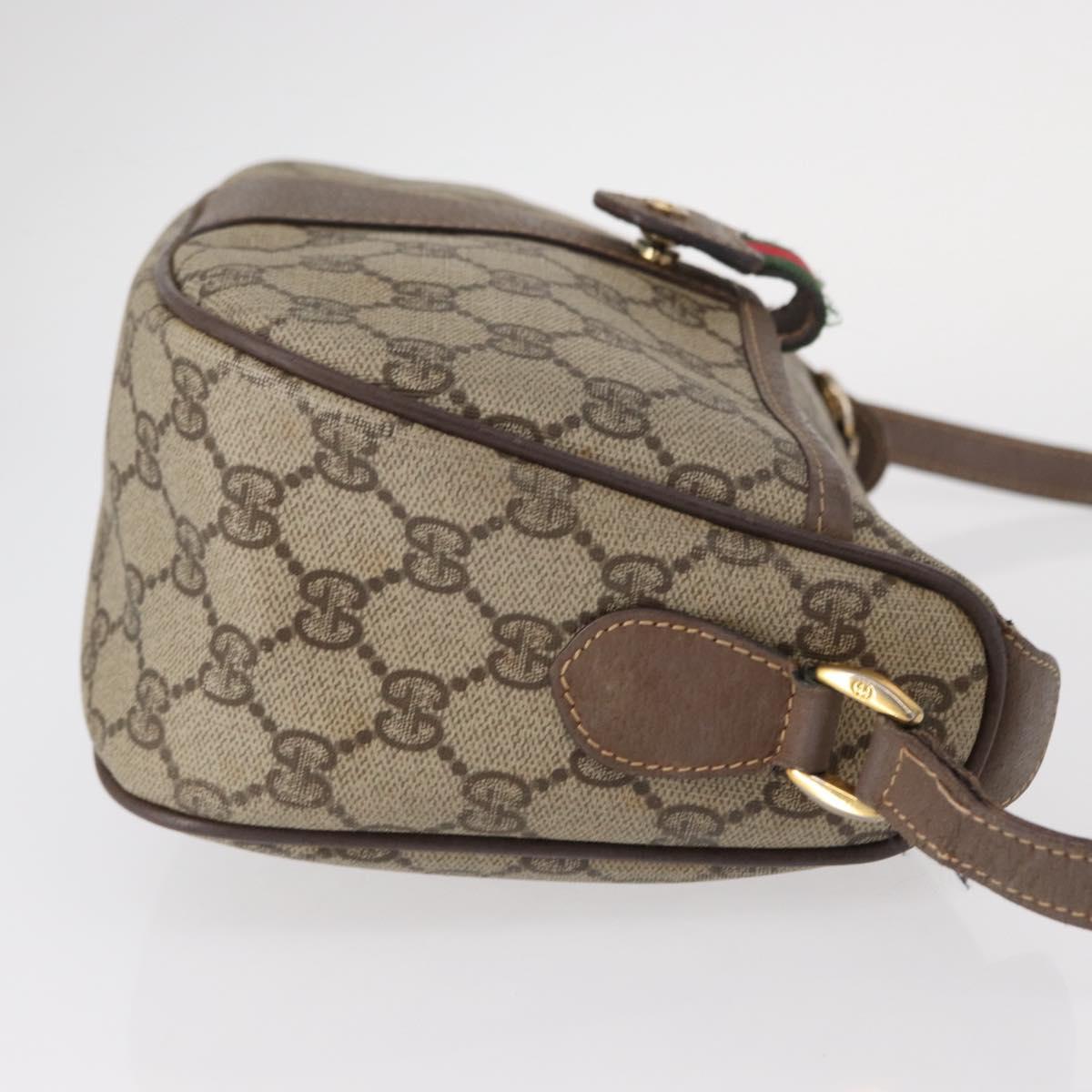 GUCCI GG Supreme Web Sherry Line Bag PVC Beige Gold 001 58 6177 Auth bs31426