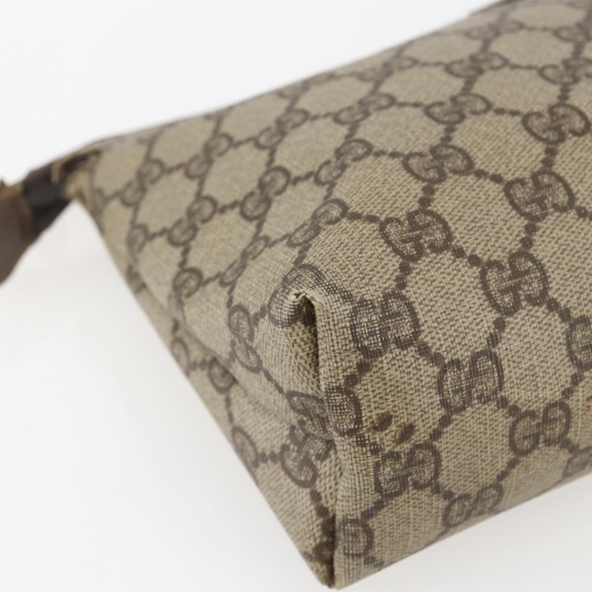 GUCCI GG Supreme Pouch PVC Leather Beige Gold 014 115 6088 Auth bs31427