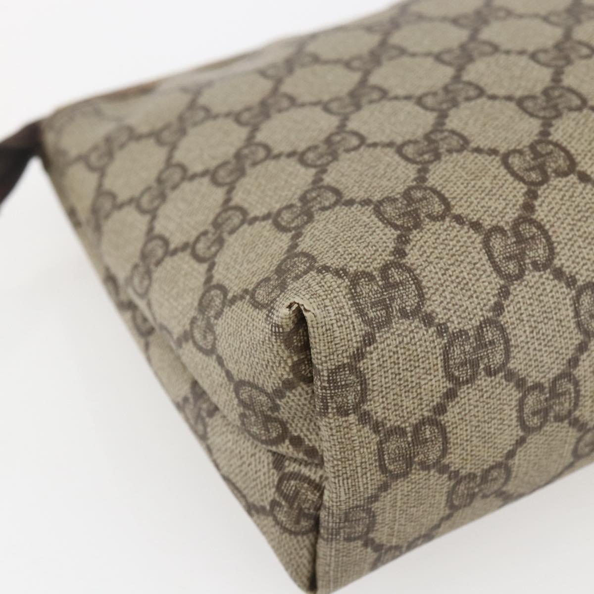 GUCCI GG Supreme Pouch PVC Leather Beige Gold 014 115 6088 Auth bs31427