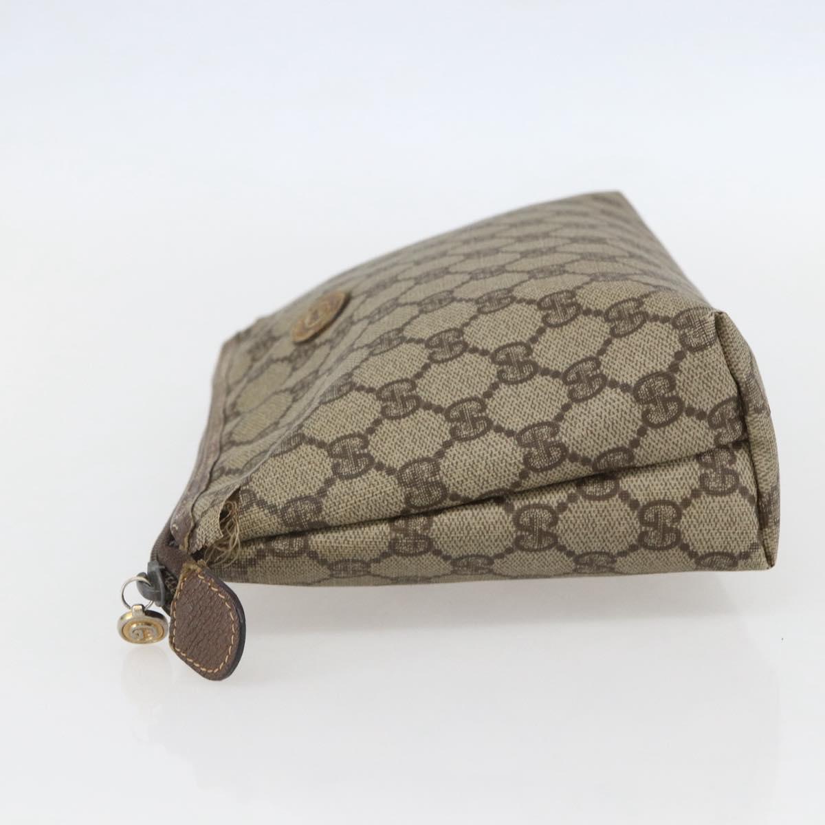 GUCCI GG Supreme Pouch PVC Leather Beige Gold 014 115 6088 Auth bs31427