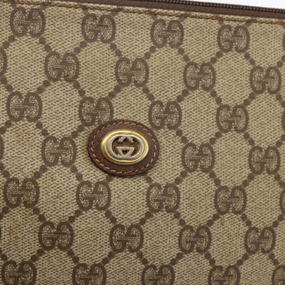 GUCCI GG Supreme Clutch Bag PVC Beige 97 01 029 Auth bs31428