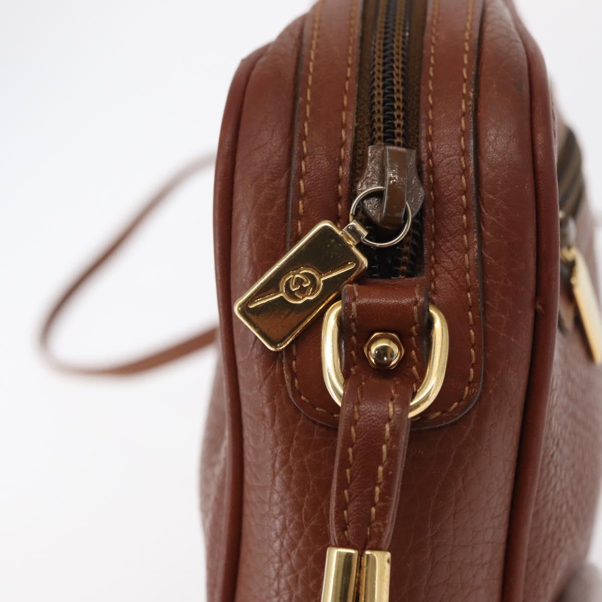 GUCCI Shoulder Bag Leather Brown Gold 007 113 0014 Auth bs31429