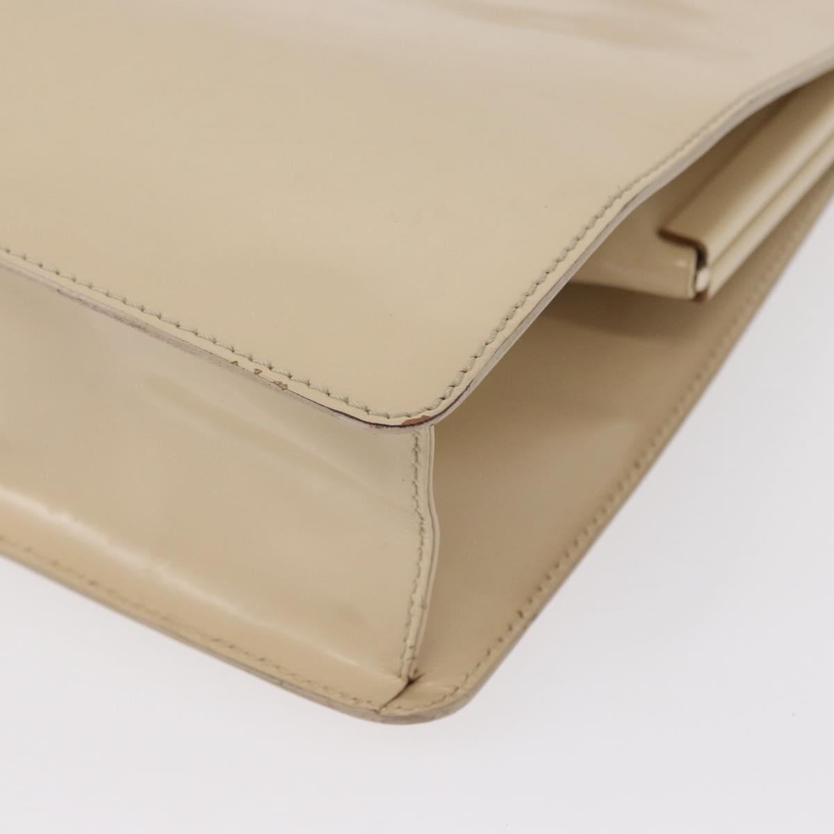 GUCCI Hand Bag Enamel Beige Gold Auth bs31430