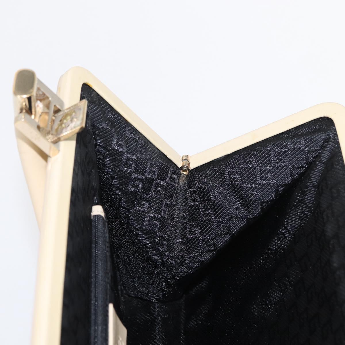 GUCCI Hand Bag Enamel Beige Gold Auth bs31430