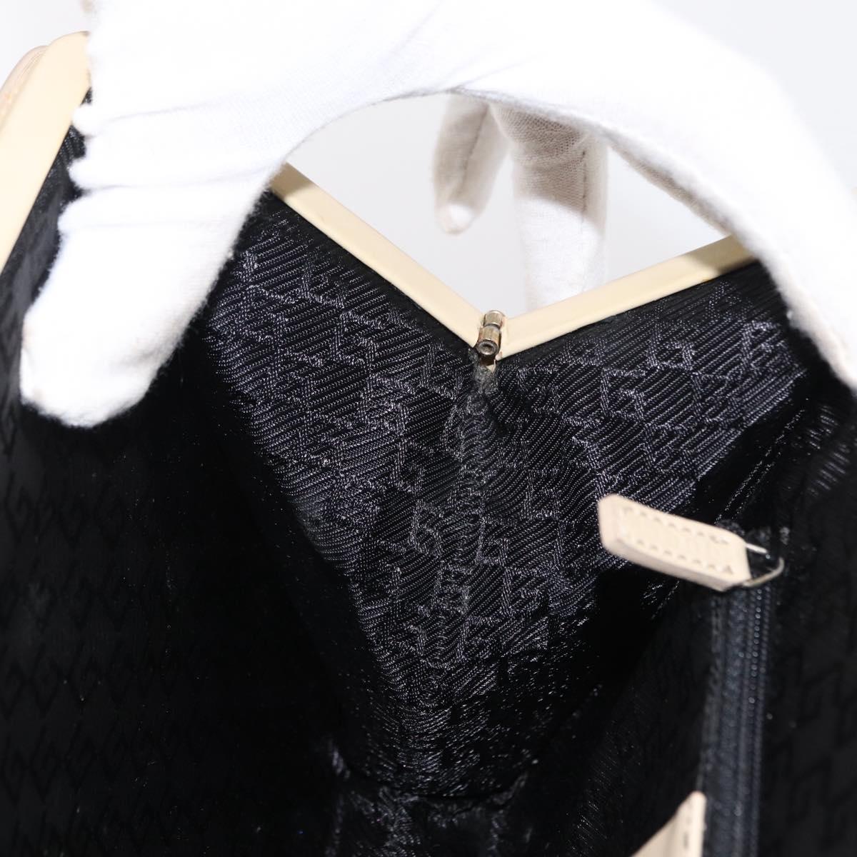 GUCCI Hand Bag Enamel Beige Gold Auth bs31430