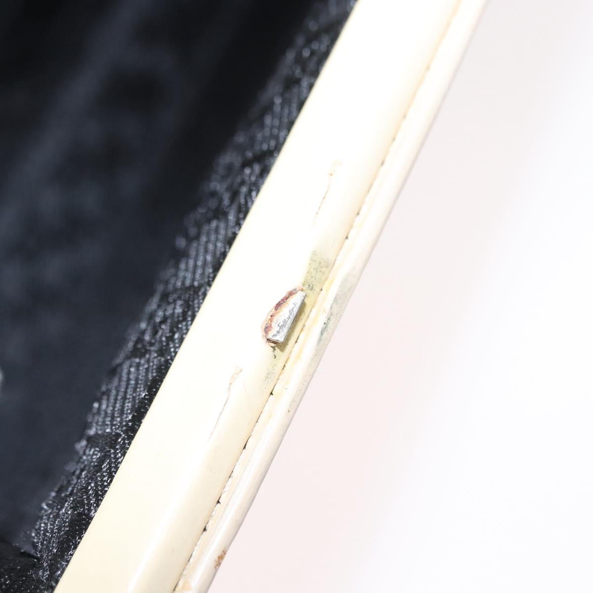 GUCCI Hand Bag Enamel Beige Gold Auth bs31430