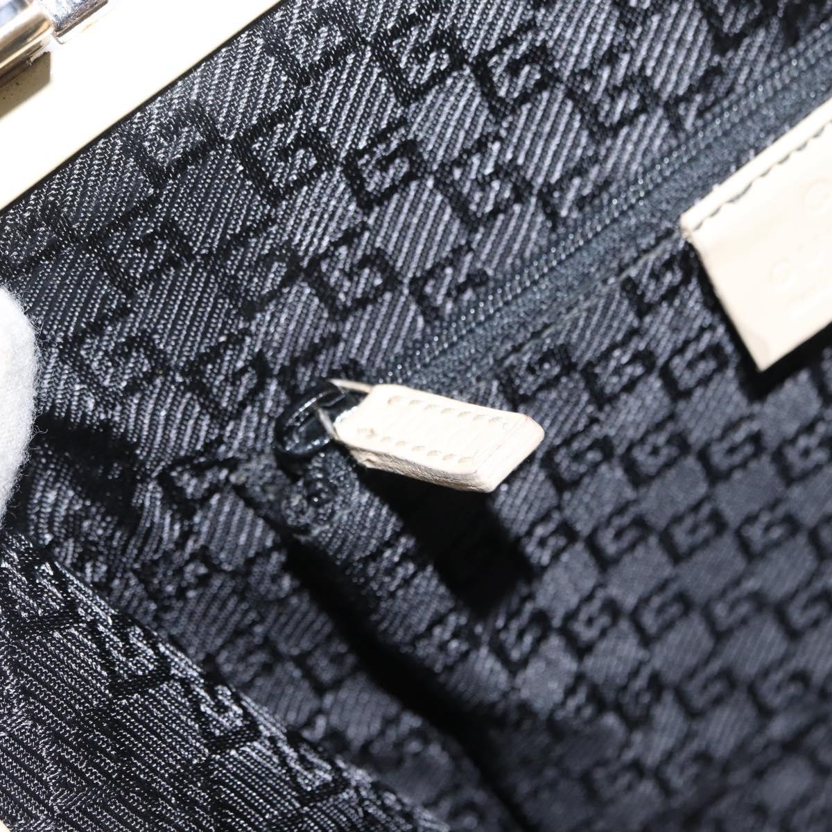 GUCCI Hand Bag Enamel Beige Gold Auth bs31430