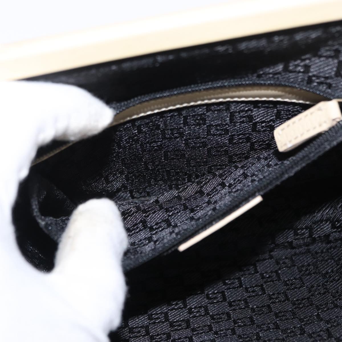 GUCCI Hand Bag Enamel Beige Gold Auth bs31430