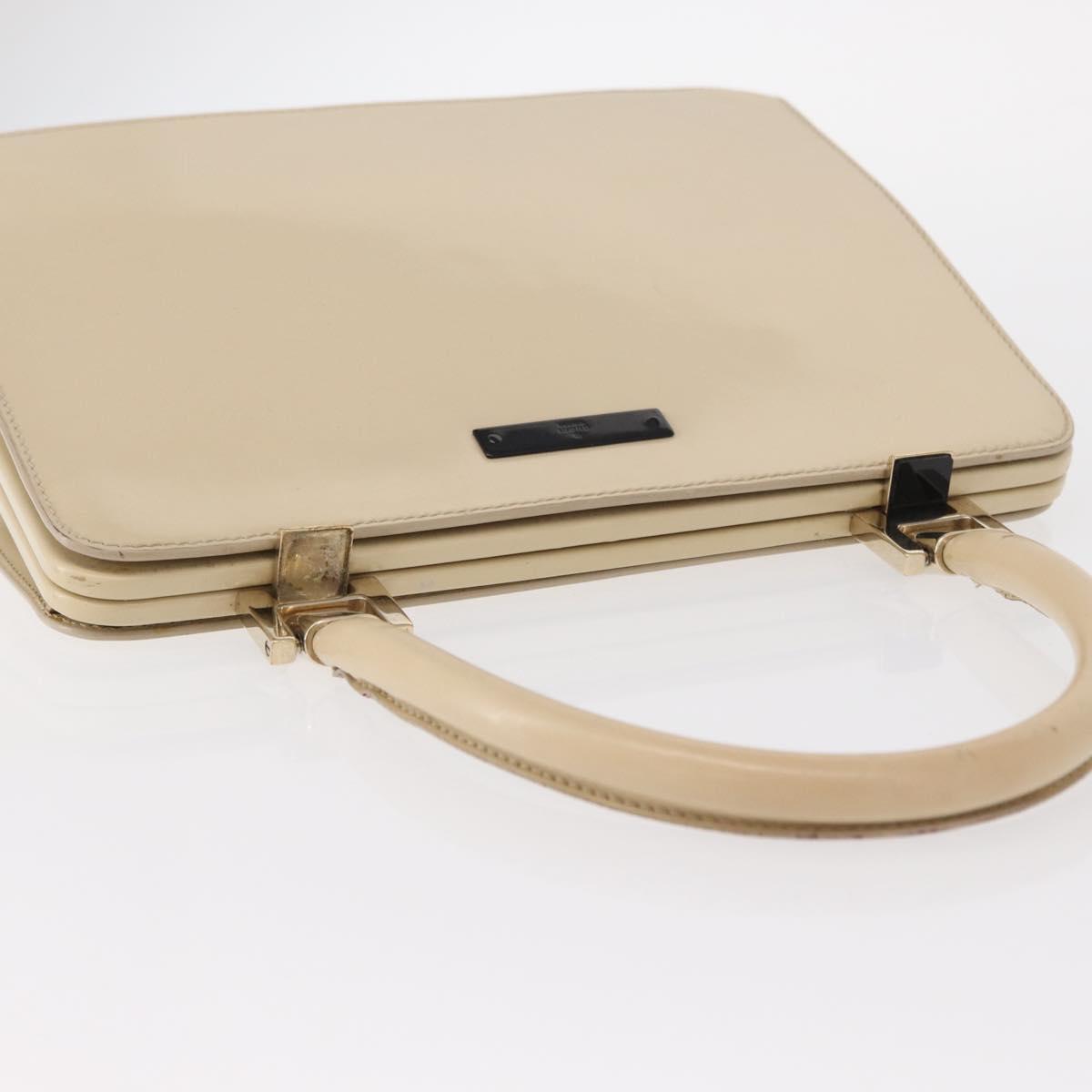 GUCCI Hand Bag Enamel Beige Gold Auth bs31430