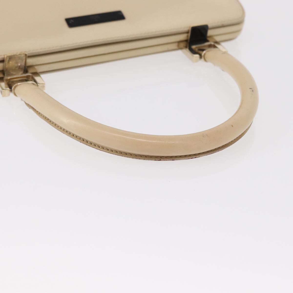 GUCCI Hand Bag Enamel Beige Gold Auth bs31430