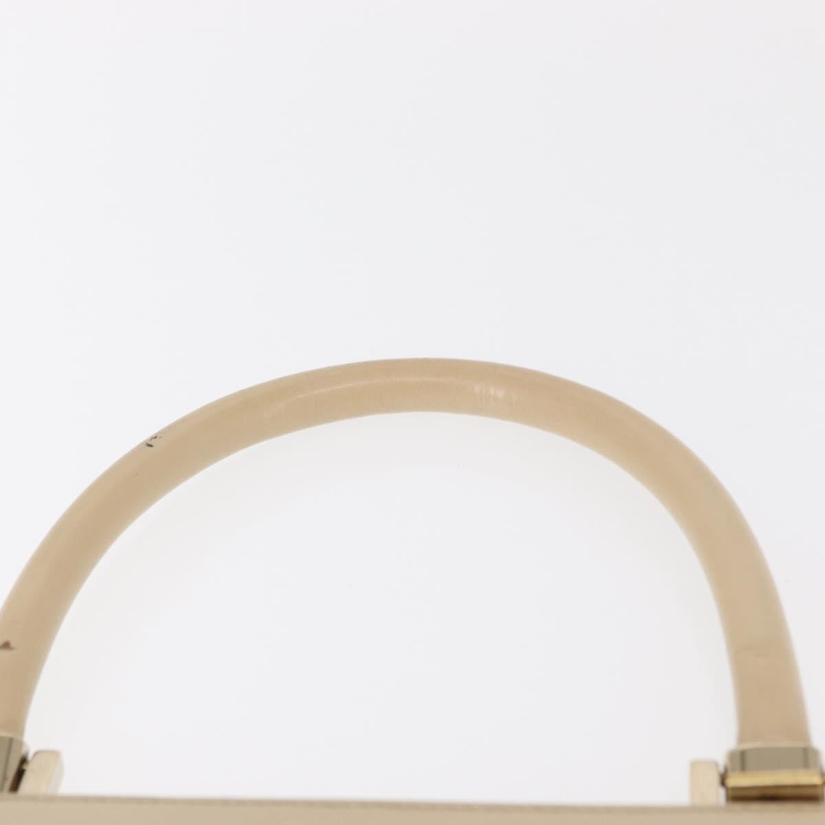 GUCCI Hand Bag Enamel Beige Gold Auth bs31430