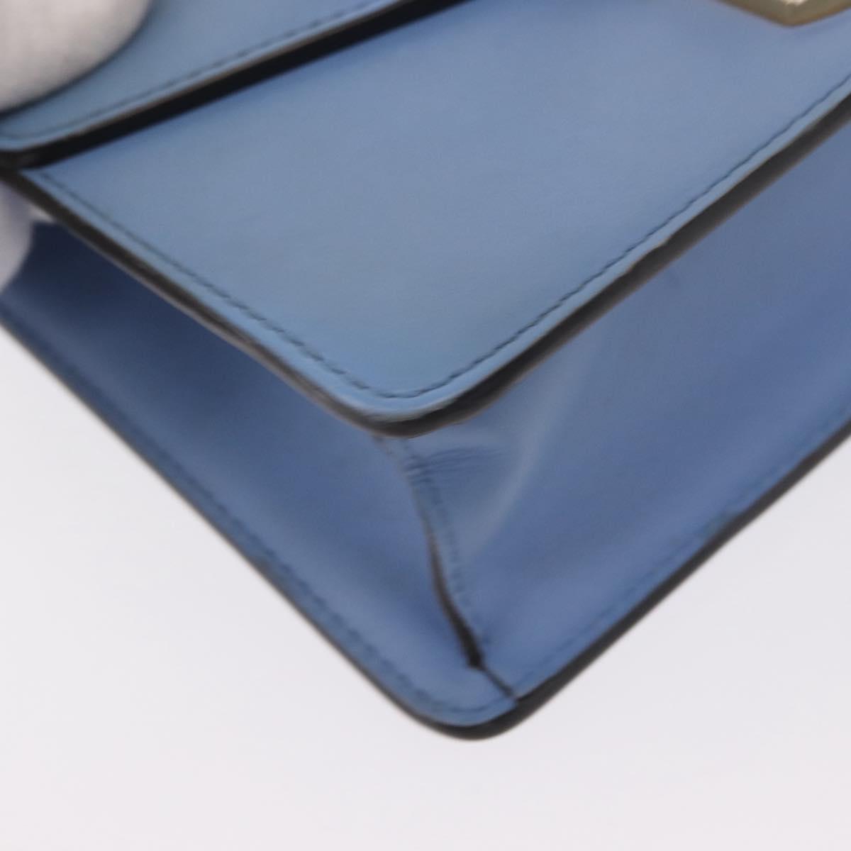 GUCCI Sylvie Sherry Line Chain Bag Leather Light Blue Gold 431666 Auth bs31431