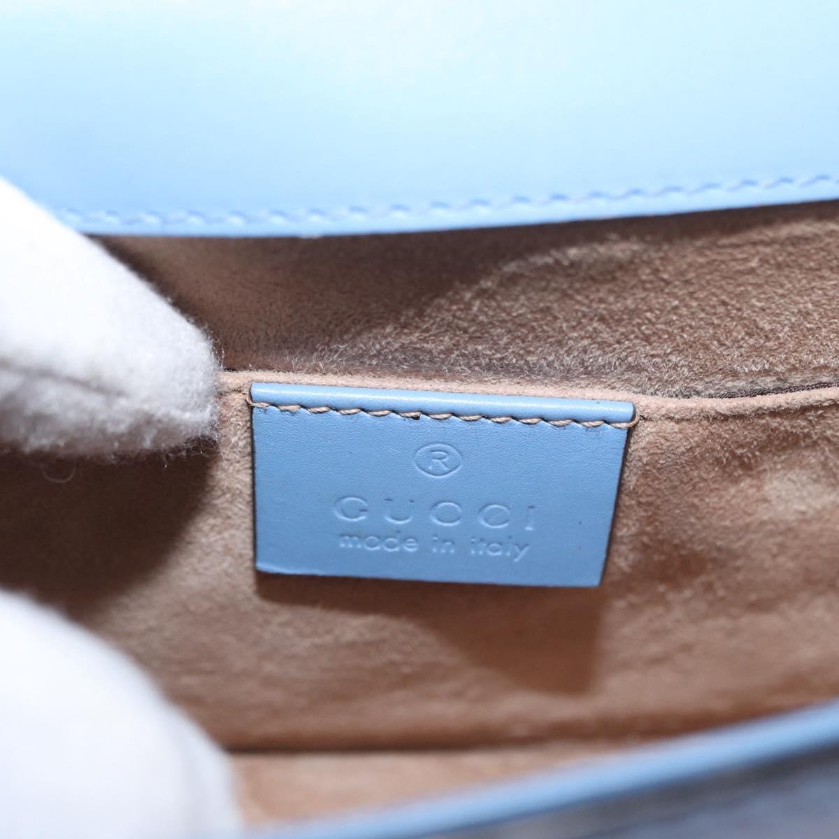 GUCCI Sylvie Sherry Line Chain Bag Leather Light Blue Gold 431666 Auth bs31431