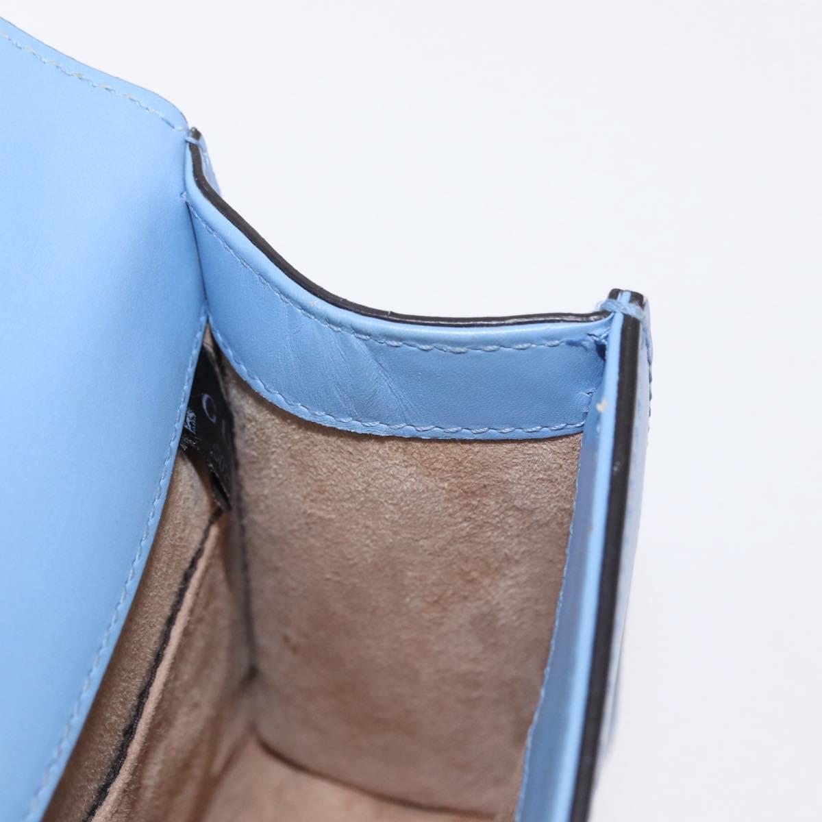 GUCCI Sylvie Sherry Line Chain Bag Leather Light Blue Gold 431666 Auth bs31431