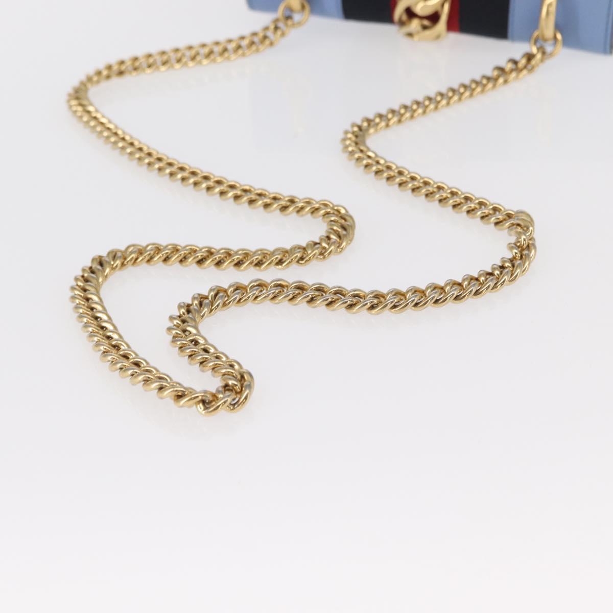 GUCCI Sylvie Sherry Line Chain Bag Leather Light Blue Gold 431666 Auth bs31431